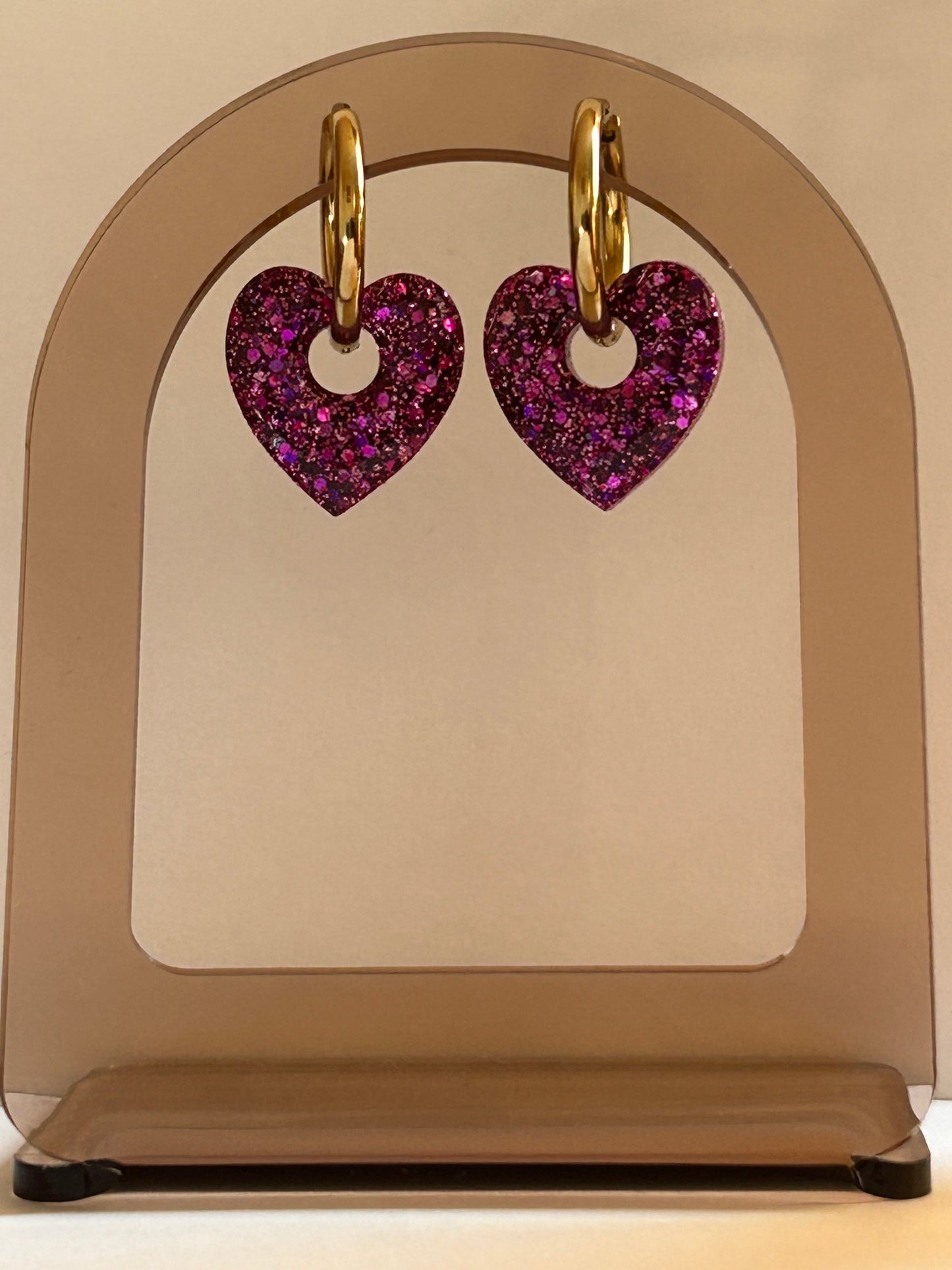 Boucles d’oreilles cœur violet