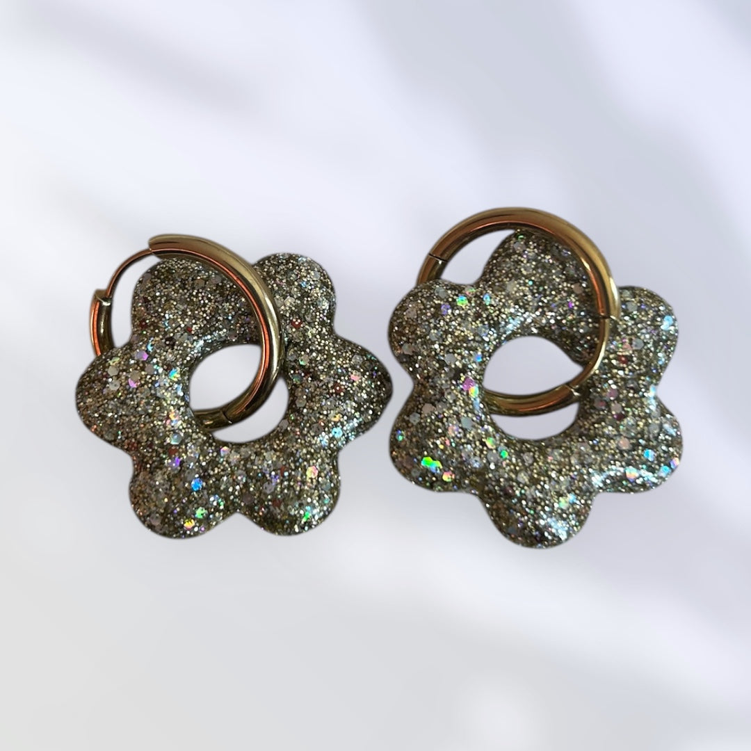 Boucle d’oreille Fleurs or lunaire 🌸
