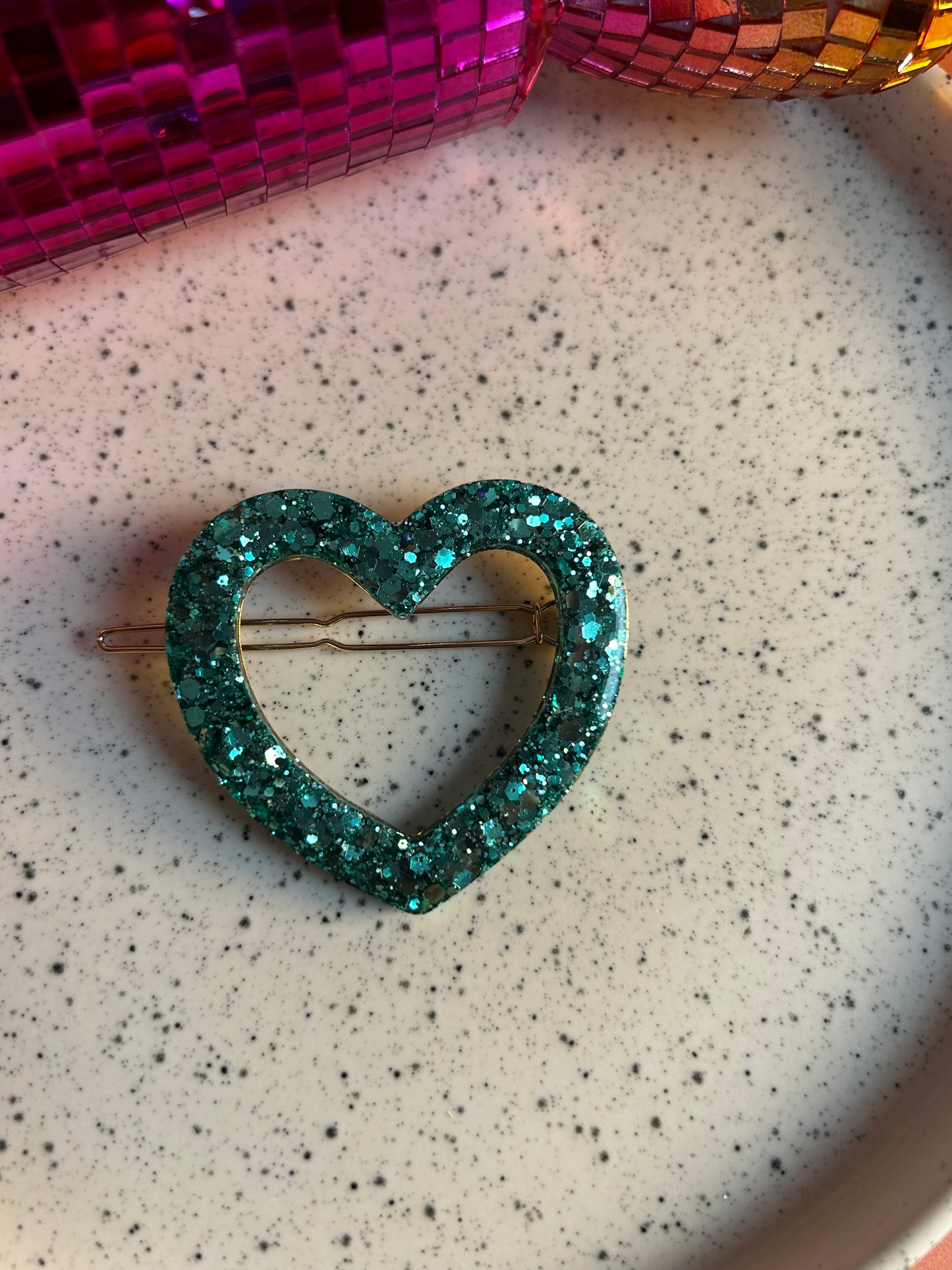 Barrette cœur Vert Forêt Enchantée  💚