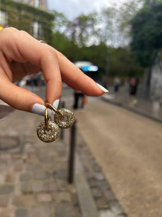 Boucle d’oreille Donuts or lunaire