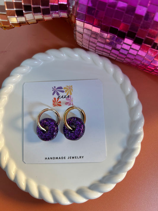 Boucle d’oreille Donuts Violette Nocturne