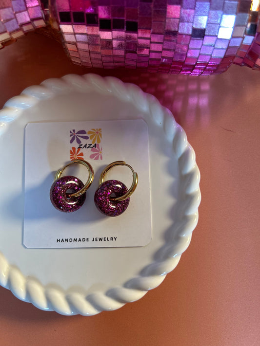 Boucle d’oreille Donuts violet