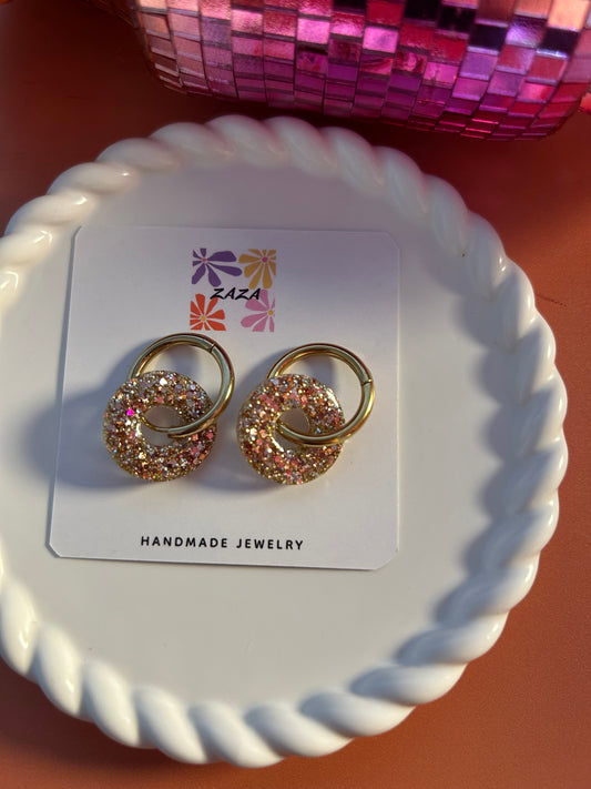 Boucle d’oreille Cercle Rose doré