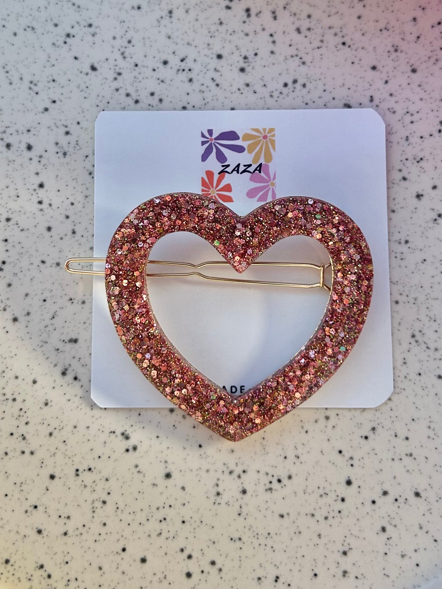 Barrette Cœur Rose Épicé 💕
