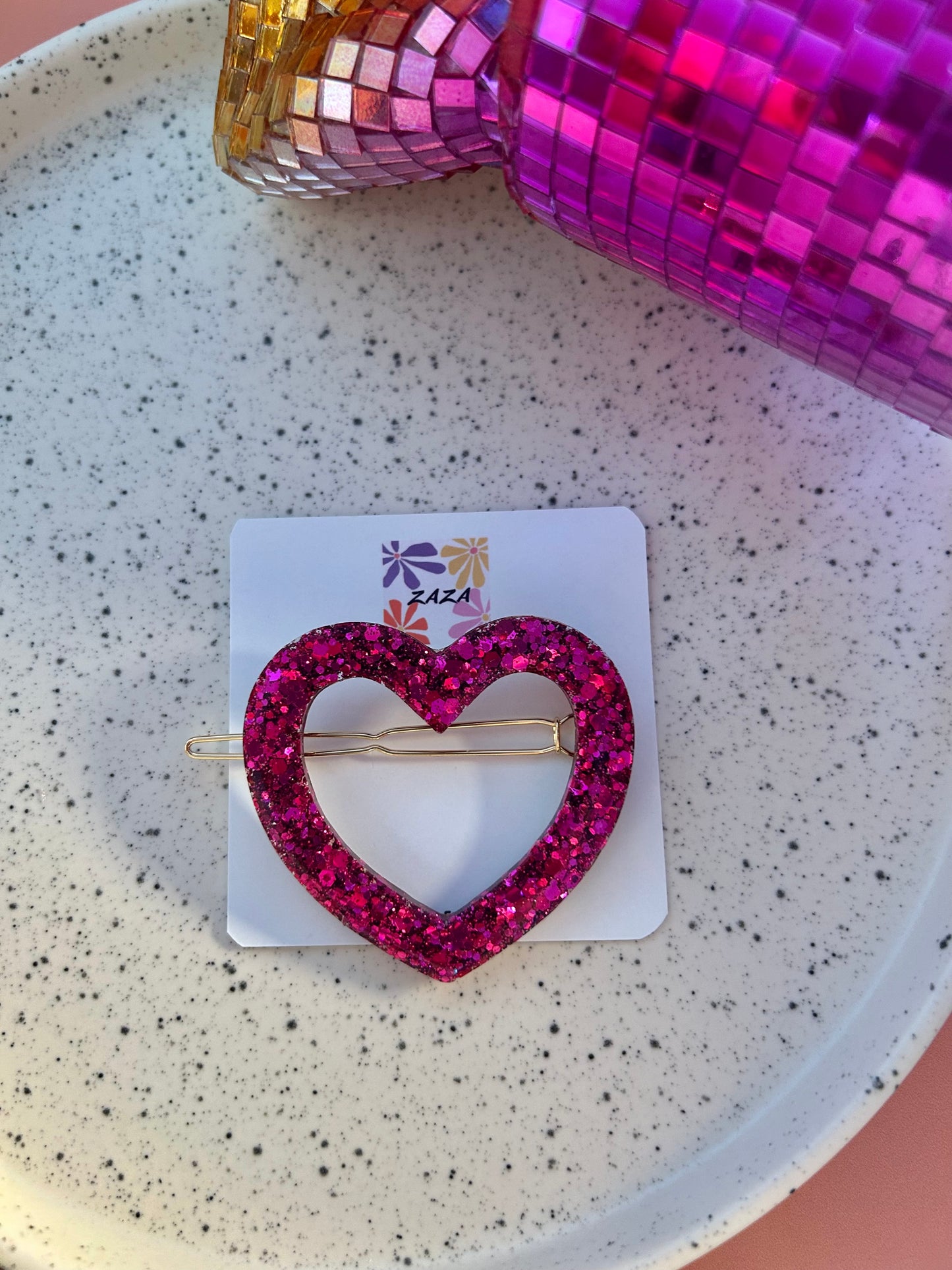 Barrette cœur Fuchsia Pop 💗
