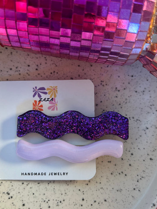 Duo Barrettes violette et lilas