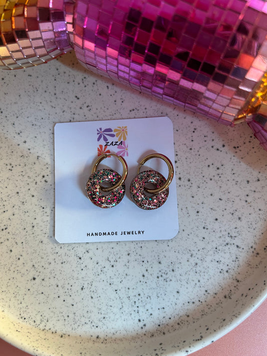 Boucles d’oreilles “Cercle” Vert Fuchsia