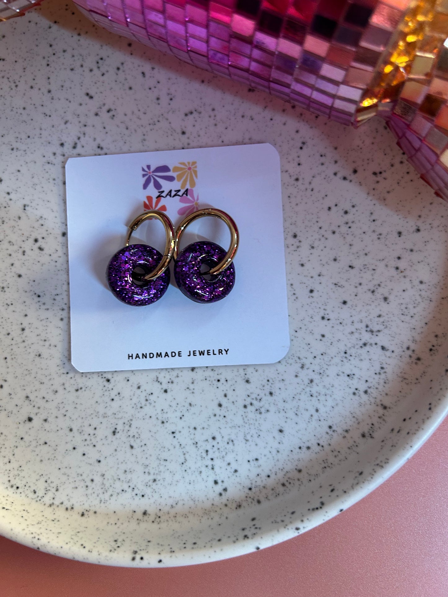 Boucle d’oreille Donuts Violette Nocturne