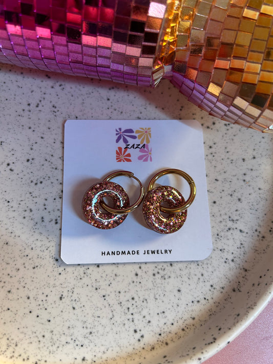 Boucle d’oreille Donuts Menthe Rose