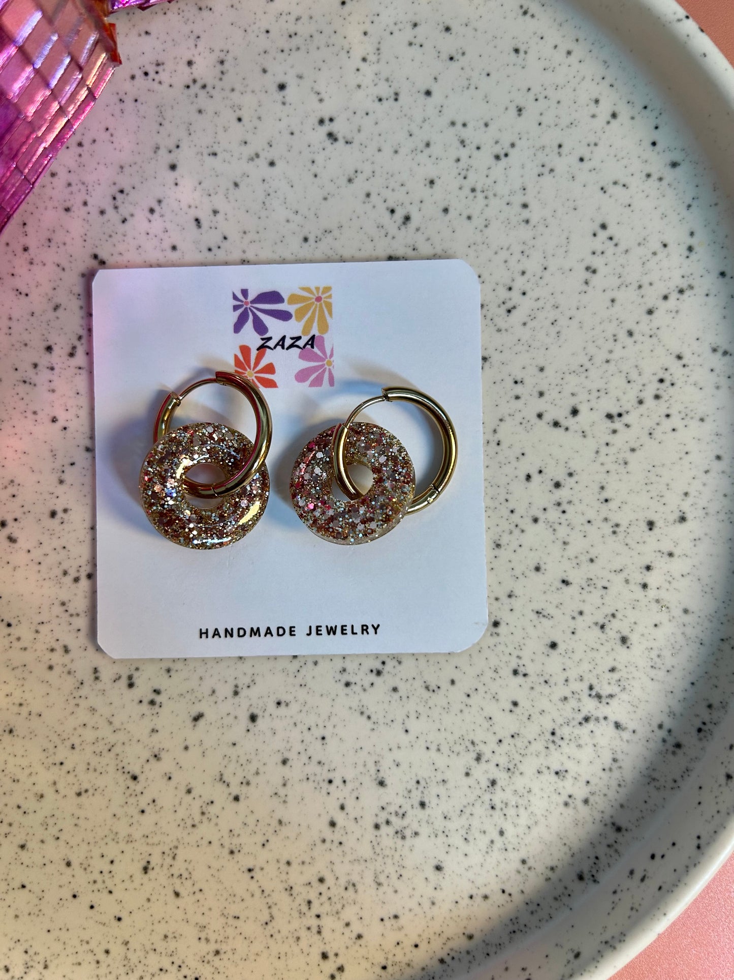 Boucle d’oreille Cercle Rose doré