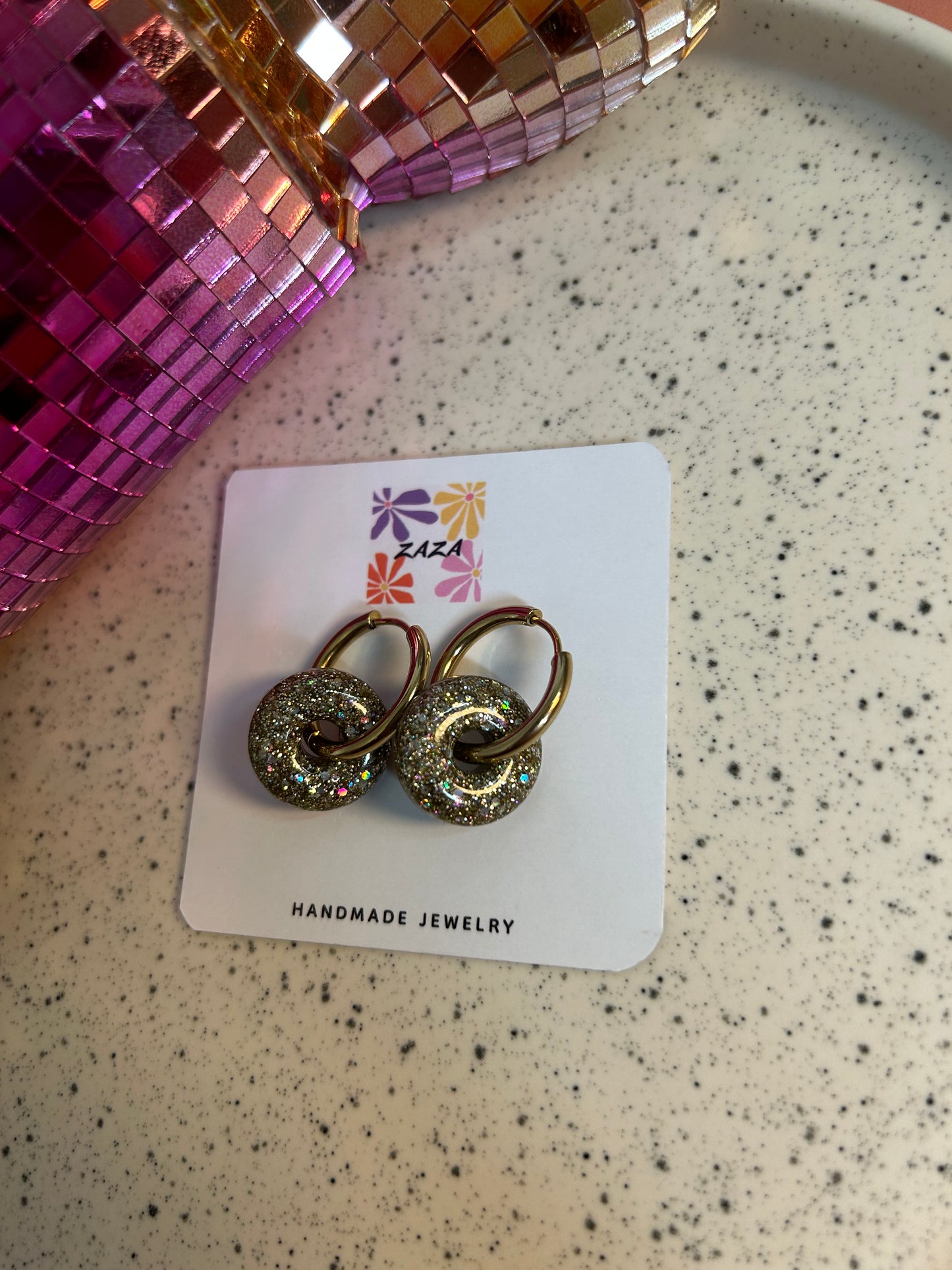 Boucle d’oreille Donuts or lunaire