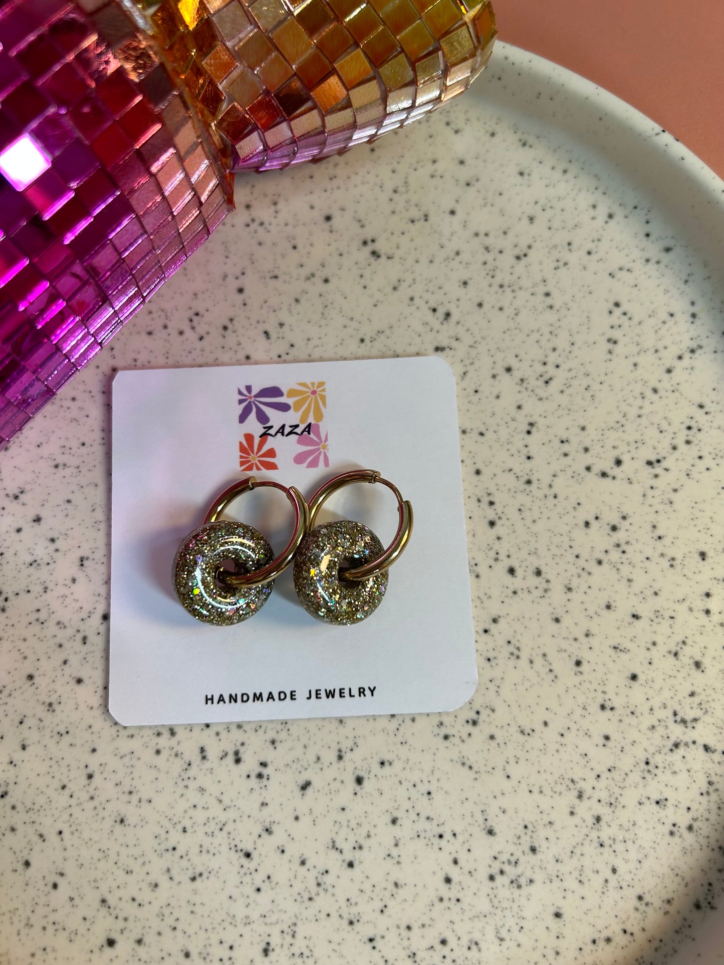 Boucle d’oreille Donuts or lunaire