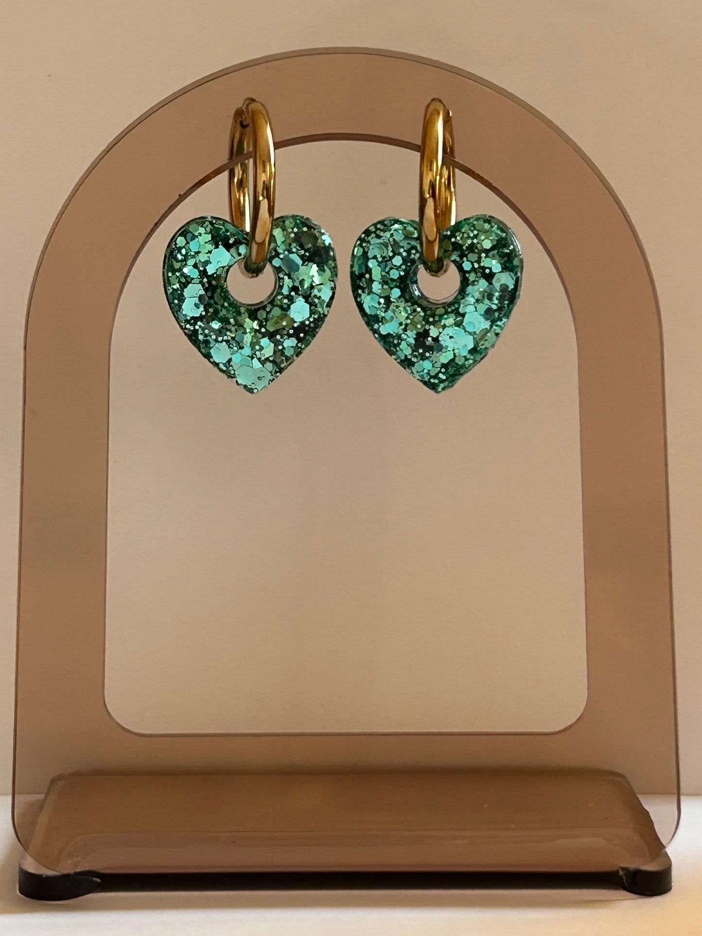 Boucles d’oreilles cœur vert 💚