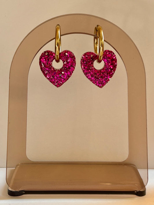 Boucles d’oreilles  Cœur Fuchsia