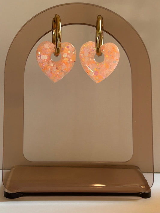 Boucles d’oreilles cœur pêche