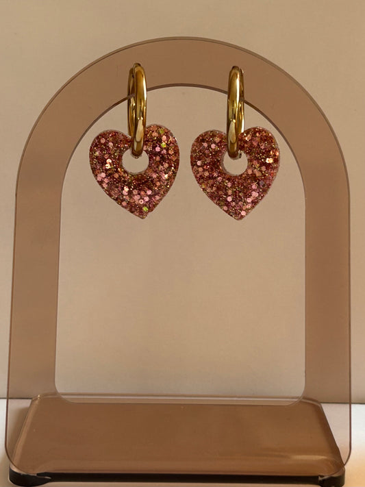 Boucles d’oreilles cœur rose épicé