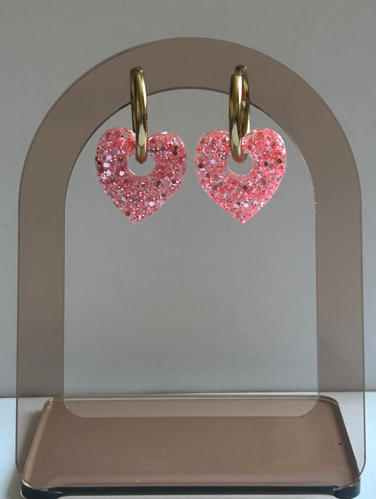 Boucle d’oreille cœur Rose sucré