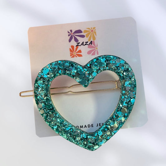 Barrette cœur Vert Forêt Enchantée  💚