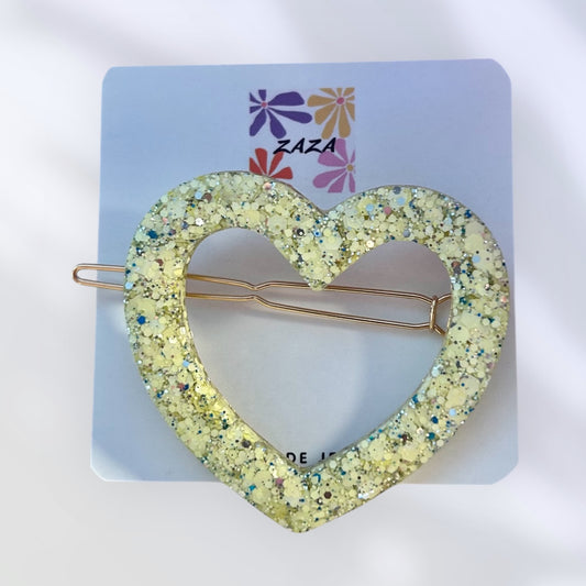 Barrette Cœur jaune pastel 💛