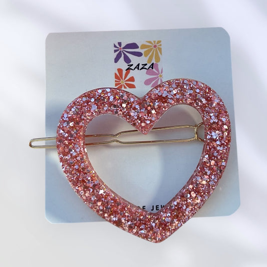 Barrette cœur Rose Sucré💗