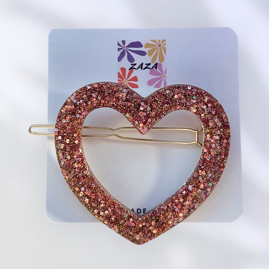Barrette Cœur Rose Épicé 💕