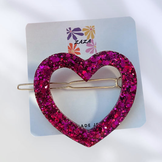 Barrette cœur Fuchsia Pop 💗